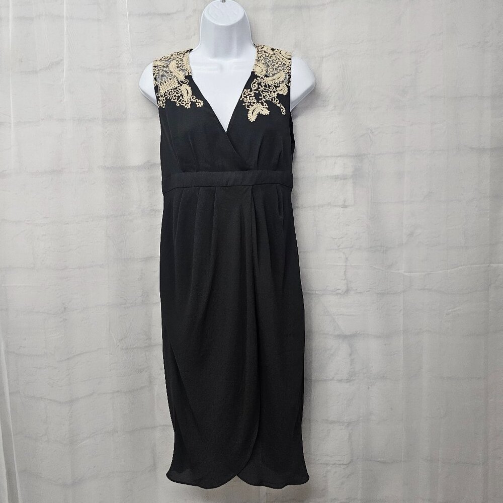 Anthropologie Meadow Rue Dress Black Tan Lace Sleeveless 4 - Picture 14 of 15